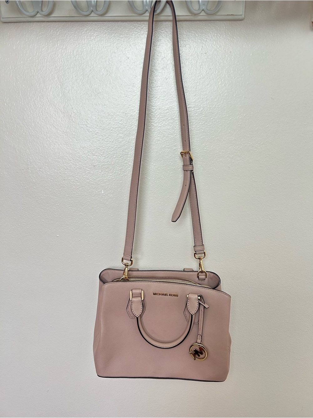 Michael Kors Camille Blush Pink Leather Crossbody Tote Fawn